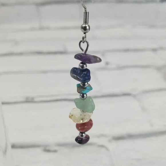 Beautiful Chakra Stones Earrings and Matching Black Lava Stone Chakra Bracelet. - Picture 14 of 15
